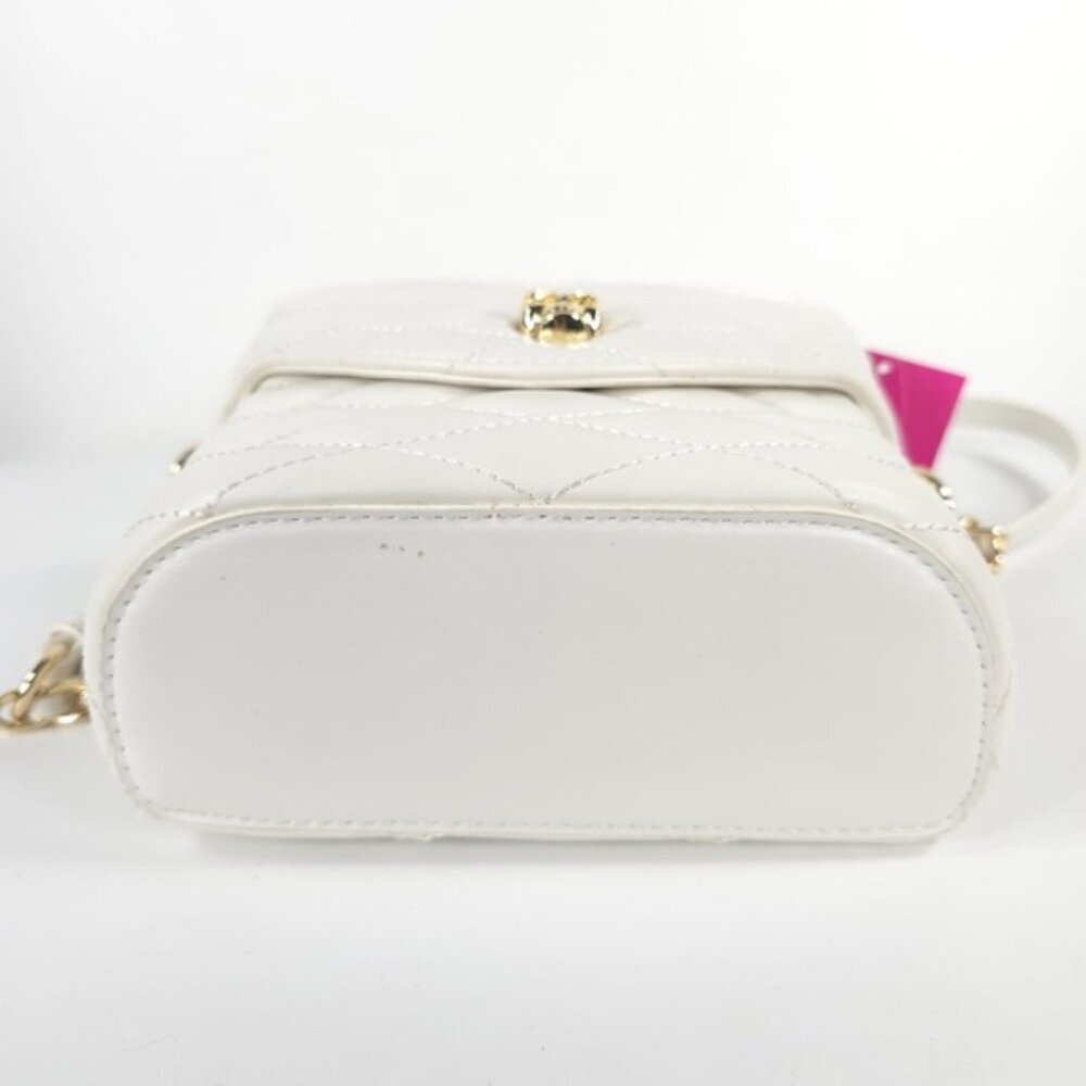 NWT BETSEY JOHNSON XOVIOLA WHITE Skull Faux Leather Quilted Geometric Crossbody - Picture 7 of 16